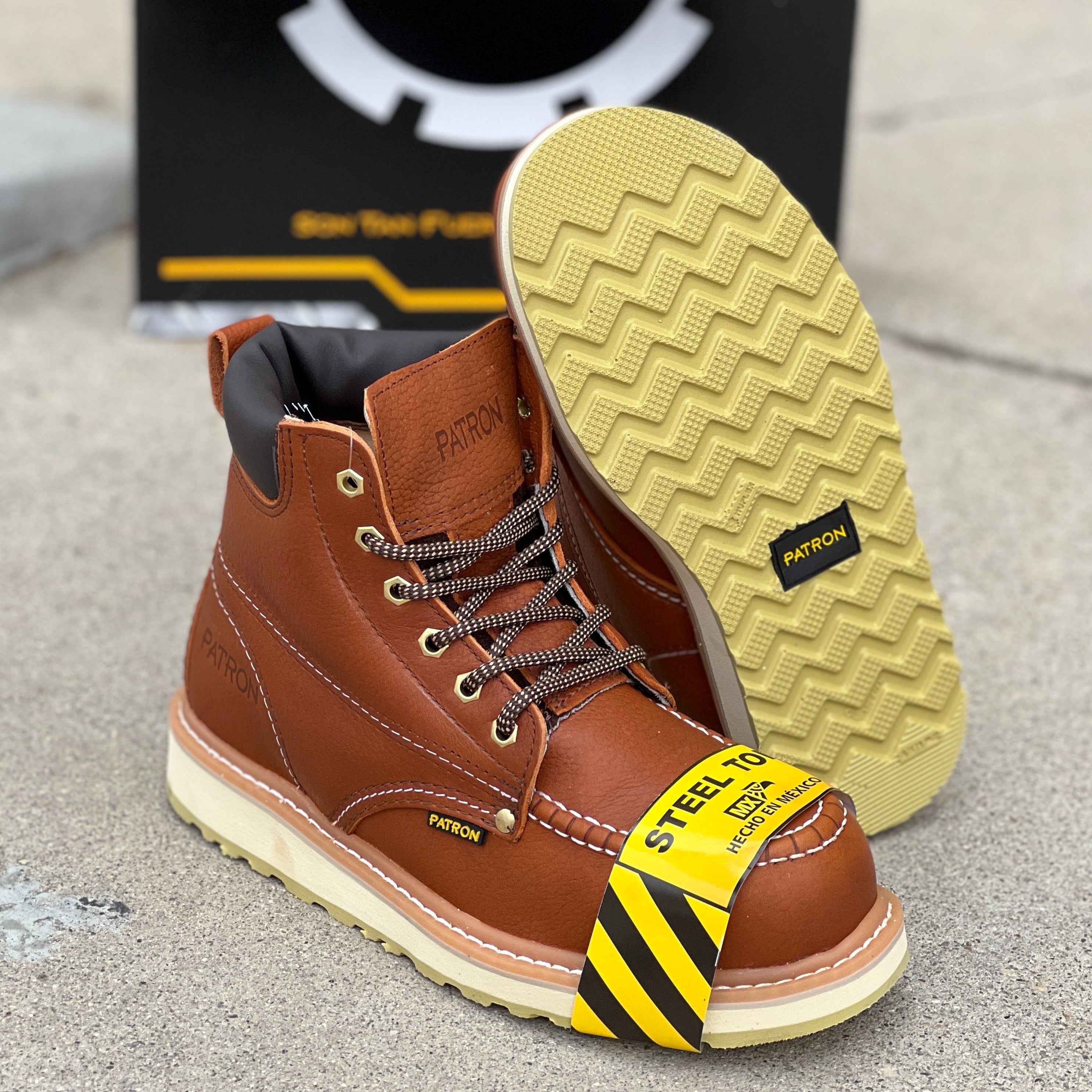 thumbnail image 2 of Patron Men's Genuine Leather Ankle Work Boots 3073 – Ocre, Polyurethane Sole, Medium Width 2 of 6