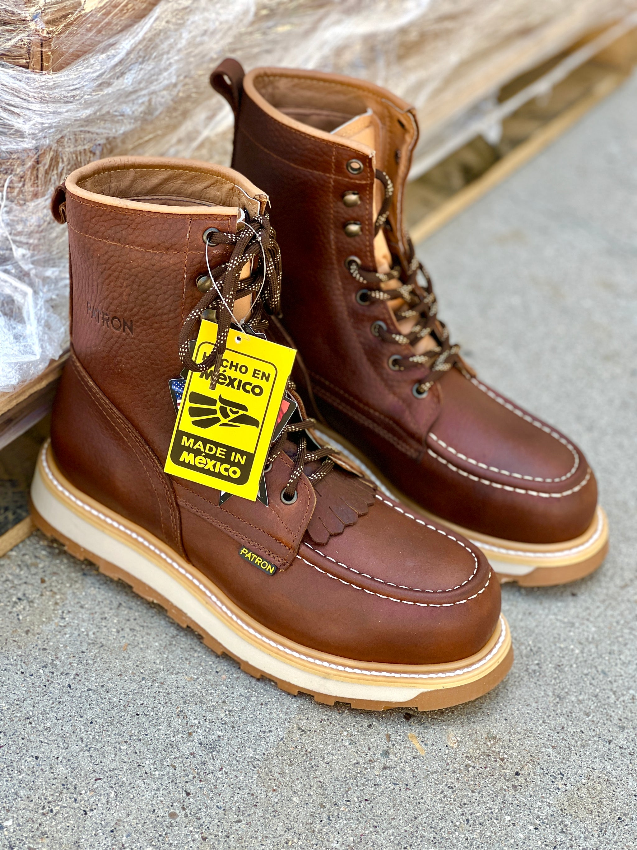 MEN'S STEEL TOE WORK BOOTS PULL ON SAFETY GENUINE LEATHER OIL RESISTANT 105
